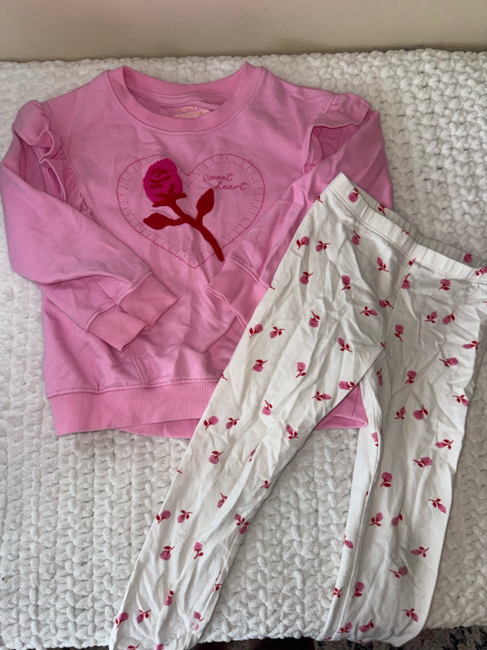 Cat & Jack Pink Heart & Rose Two-Piece Set